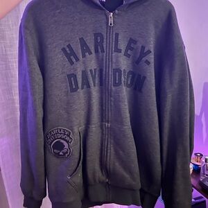 Harley-Davidson Dark Gray Full-Zip Hoodie with Chest Logo